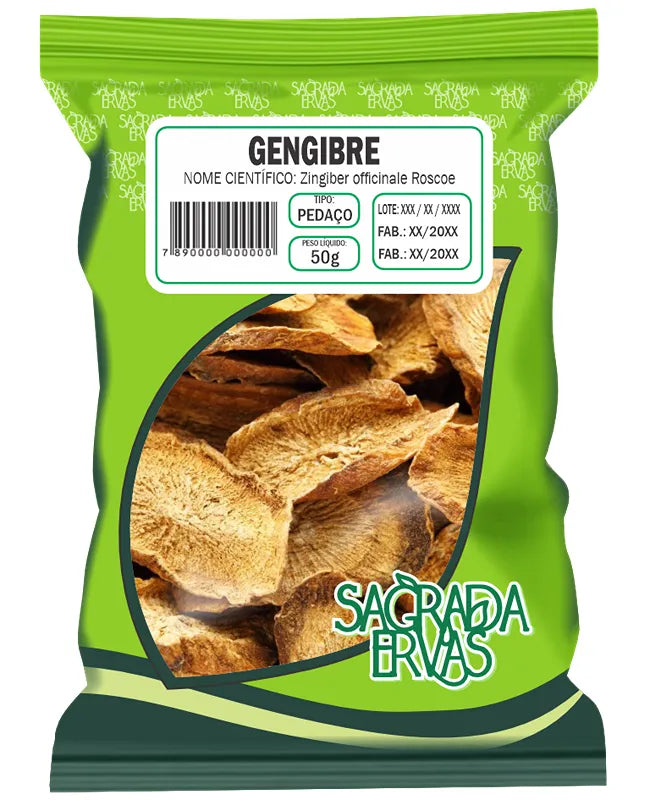 Gengibre (Raiz em Pedaços) 50g – Imunidade, Garganta e Queima de Gordura (Sagrada Ervas)