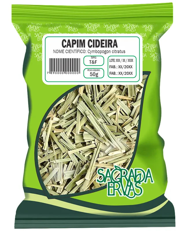 Chá de Capim Cidreira (Capim Limão) 50g – Calmante, Digestivo e Pressão Saudável (Sagrada Ervas)