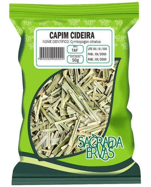 Chá de Capim Cidreira (Capim Limão) 50g – Calmante, Digestivo e Pressão Saudável (Sagrada Ervas)