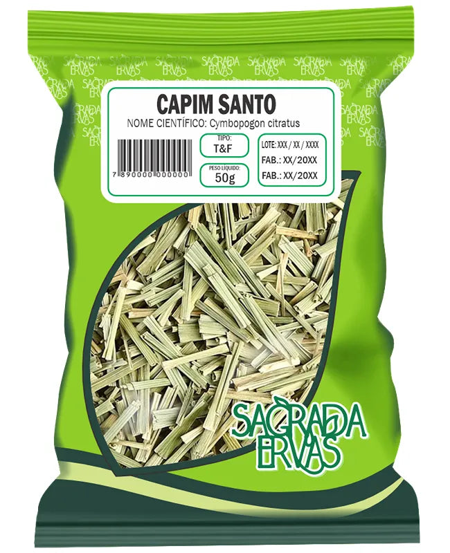 Chá de Capim Santo 50g – O "Santo Remédio" para Nervos e Cabeça (Sagrada Ervas)