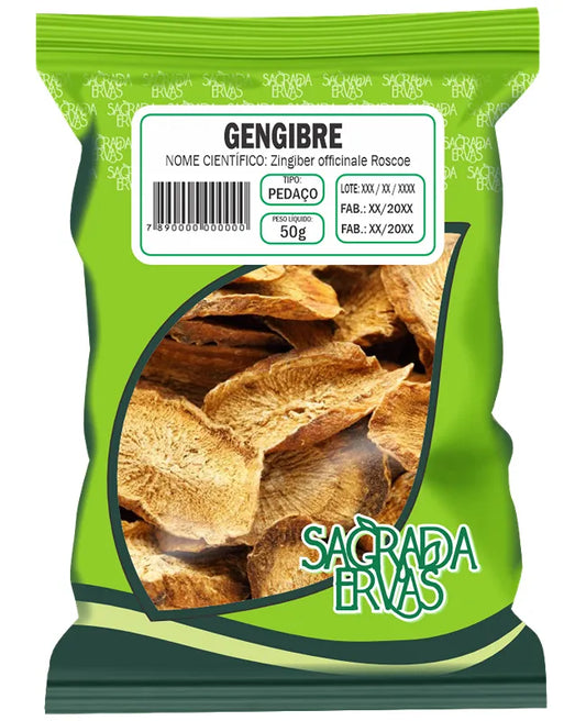 Gengibre (Raiz em Pedaços) 50g – Imunidade, Garganta e Queima de Gordura (Sagrada Ervas)
