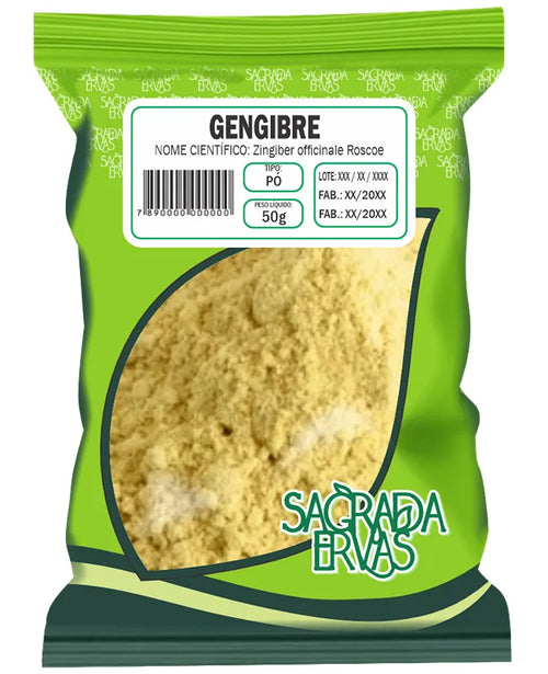 Gengibre em Pó 50g – Termogênico, Imunidade e Garganta Inflamada (Sagrada Ervas)