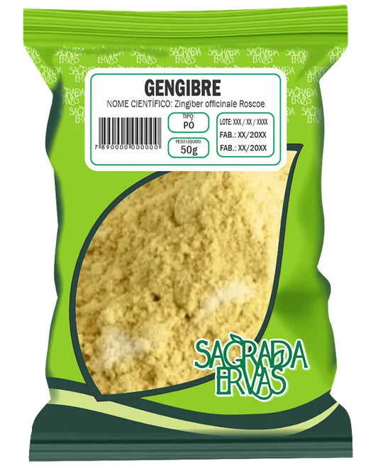 Gengibre em Pó 50g – Termogênico, Imunidade e Garganta Inflamada (Sagrada Ervas)