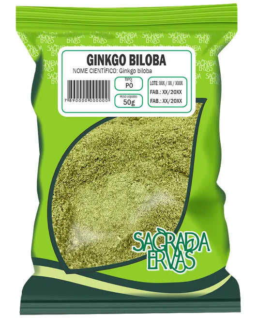 Ginkgo Biloba em Pó 50g – Memória, Foco, Labirintite e Circulação (Sagrada Ervas)