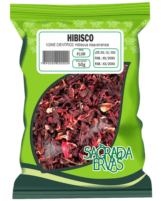 Hibisco (Flor) 50g – O Chá "Seca Barriga", Diurético e Anti-Hipertensivo (Sagrada Ervas)
