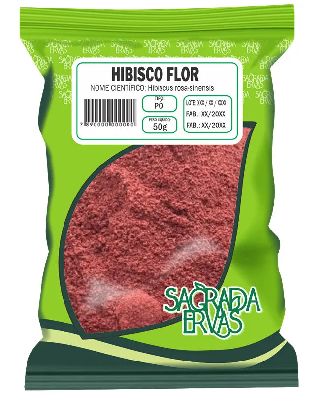 Hibisco em Pó 50g – Seca Barriga, Diurético Instantâneo e Pressão Alta (Sagrada Ervas)