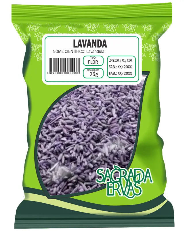 Chá de Lavanda (Flor de Alfazema) 25g – Calmante, Ansiedade, Sono e Banho de Cheiro (Sagrada Ervas)