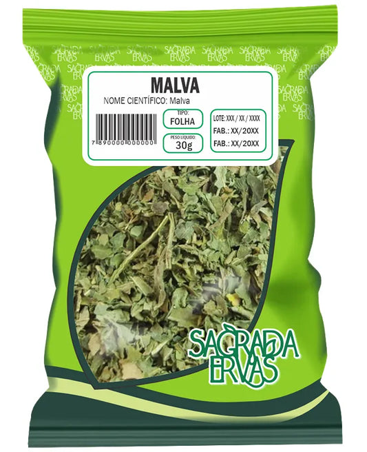 Chá de Malva (Folhas) 30g – Dor de Garganta, Aftas, Gengivite e Tosse (Sagrada Ervas)