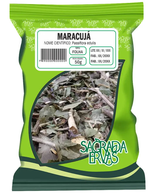 Chá de Maracujá Folhas (Passiflora) 50g – Insônia, Ansiedade, Estresse e Pressão Alta (Sagrada Ervas)