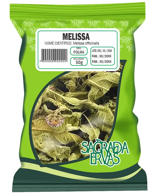 Chá de Melissa Folhas (Erva-Cidreira Verdadeira) 50g – Ansiedade, Estômago Nervoso e Insônia (Sagrada Ervas)