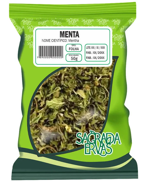 Chá de Menta (Hortelã-Pimenta) Folhas 50g – Rinite, Sinusite, Gases e Digestão (Sagrada Ervas)